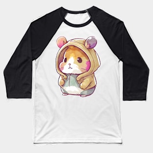 Cartoon Hamster Wearing Hoodie Baseball T-Shirt